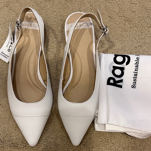 Rag & Co Shoes - New Rag & Co White Leather Slingback Women Shoes. Size 8.